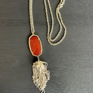 Kendra Scott Necklace-Rayne Gold Toned Burnt Orange Pendant Necklace